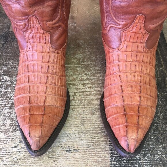 Los Altos Vintage Crocodile Western Cowboy Boots Mens 9 M - Picture 9 of 12